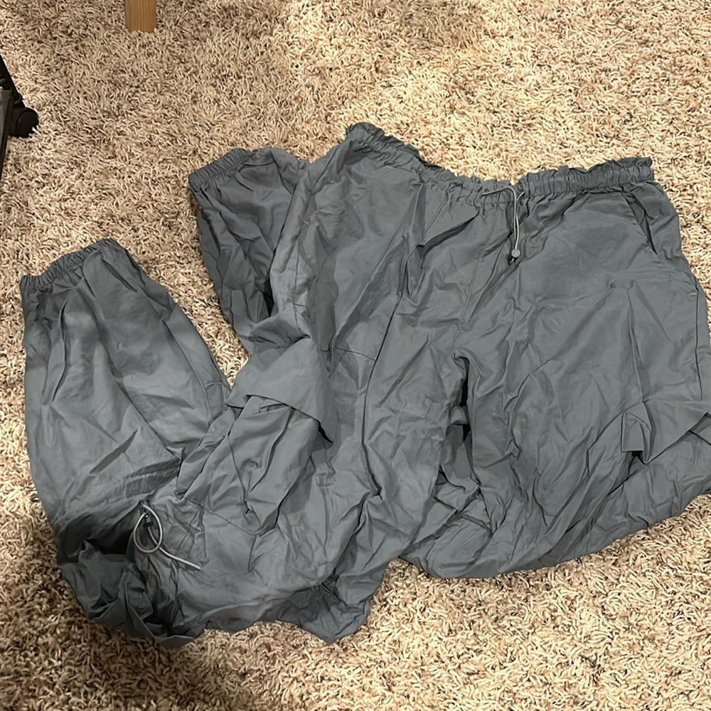 grey parachute jogger pants